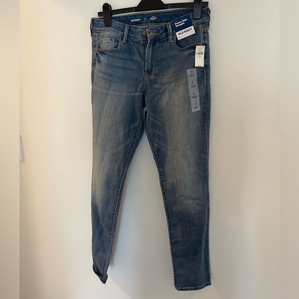 NWT Old Navy mid rise power slim straight size 8 Long